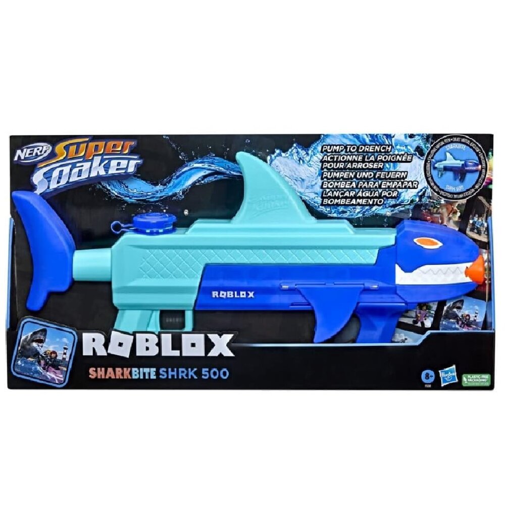 Nerf Roblox Sharkbite SHRK 500 Super Soaker Pump To Drench Toy Summer Fun NEW - Picture 4 of 15